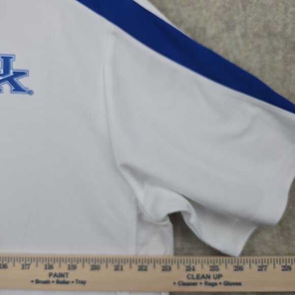 Nike Dri-Fit XL Polo Shirt UK Logo White & Blue Short Sleeve - Picture 8 of 9